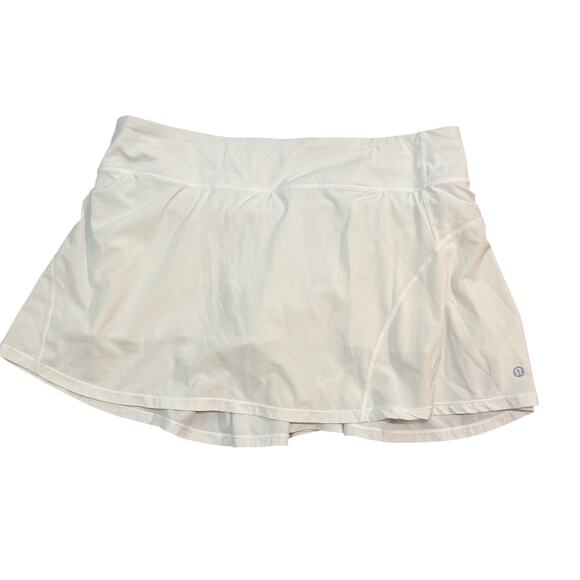 Lululemon white tennis skirt w ruffles & shorts skort sz 12 gently used - Picture 1 of 10